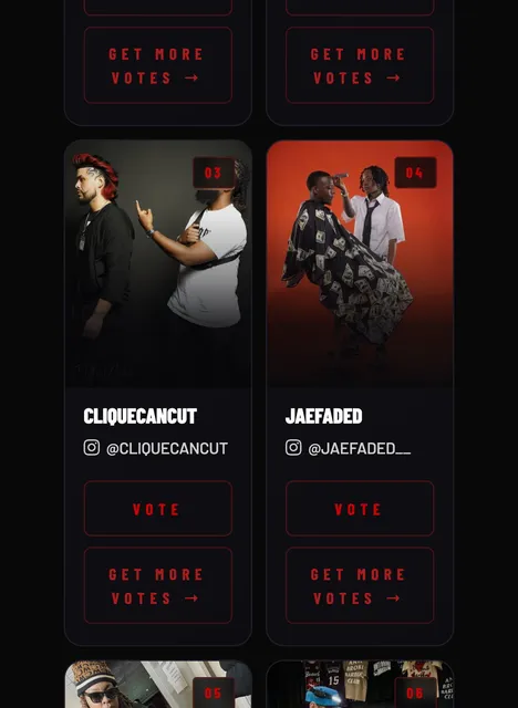Hall of Cuts website on a phone
